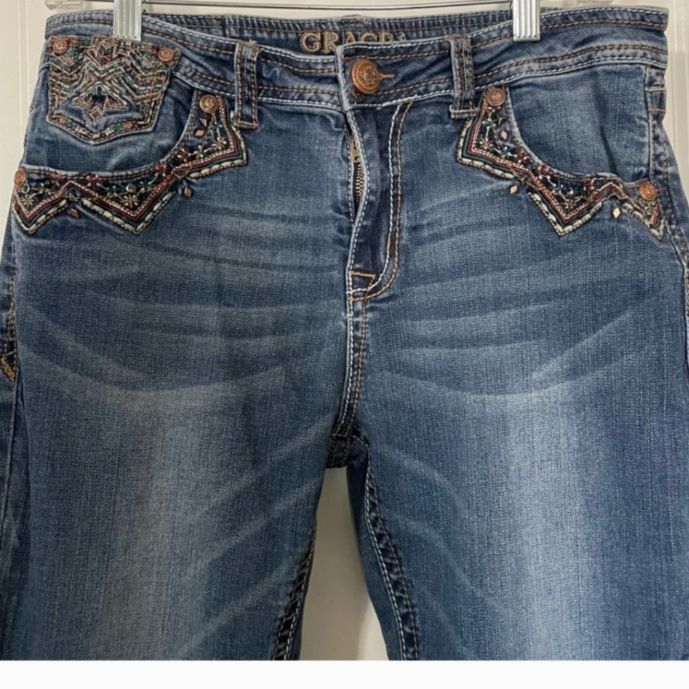 Grace in LA Medium Wash Easy Fit Jeans 32x33